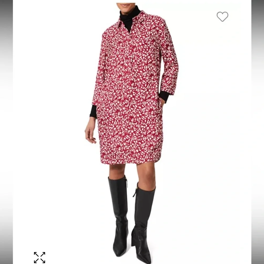 Hobbs London-NWT size 14 “Marciella” cranberry 100% viscose shirt dress. NEW! - Picture 2 of 16